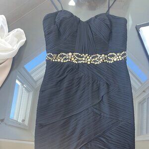 Adrianna Papell blue strapless jeweled dress